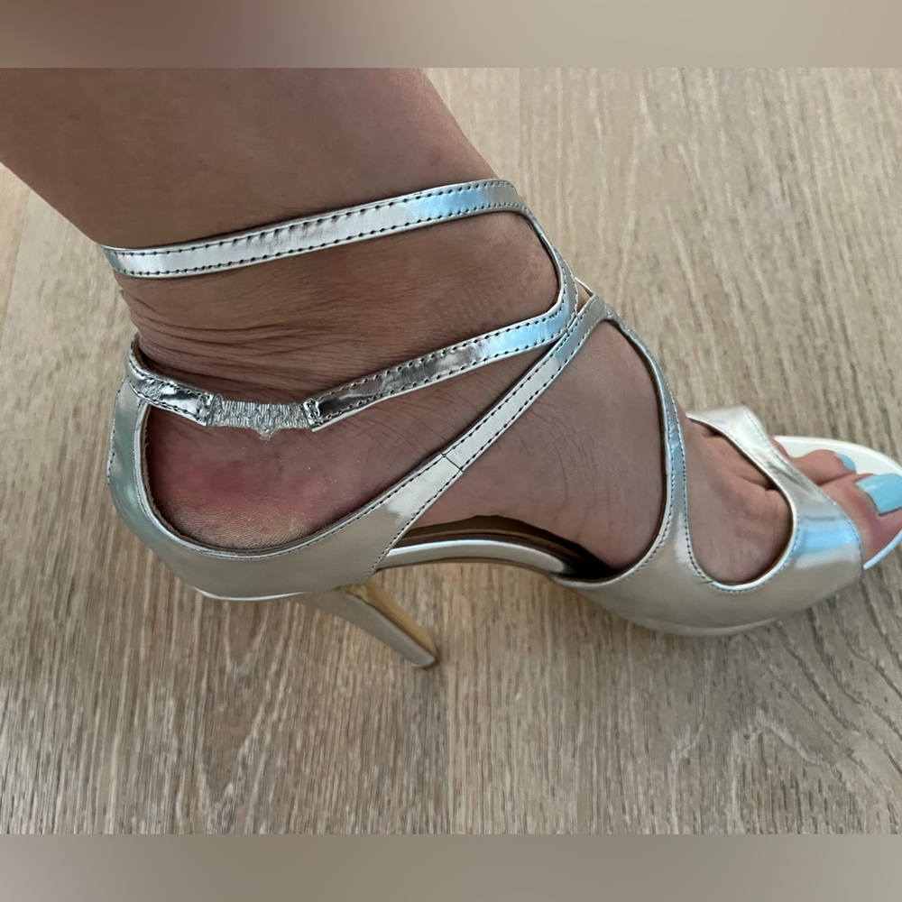 Jimmy Choo Metallic Lang Sandals Silver